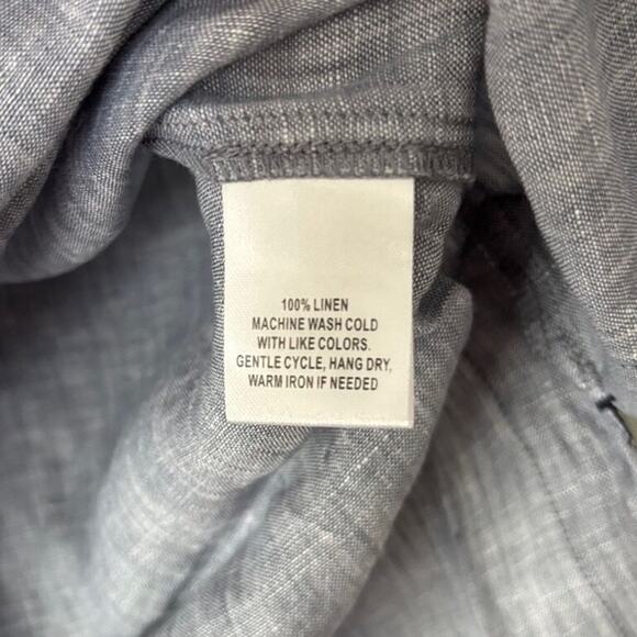 NWT UNTUCKit Linen Gray Navy Trim V-Neck Tunic Top 3/4 Sleeve Sz 16 - Picture 4 of 4